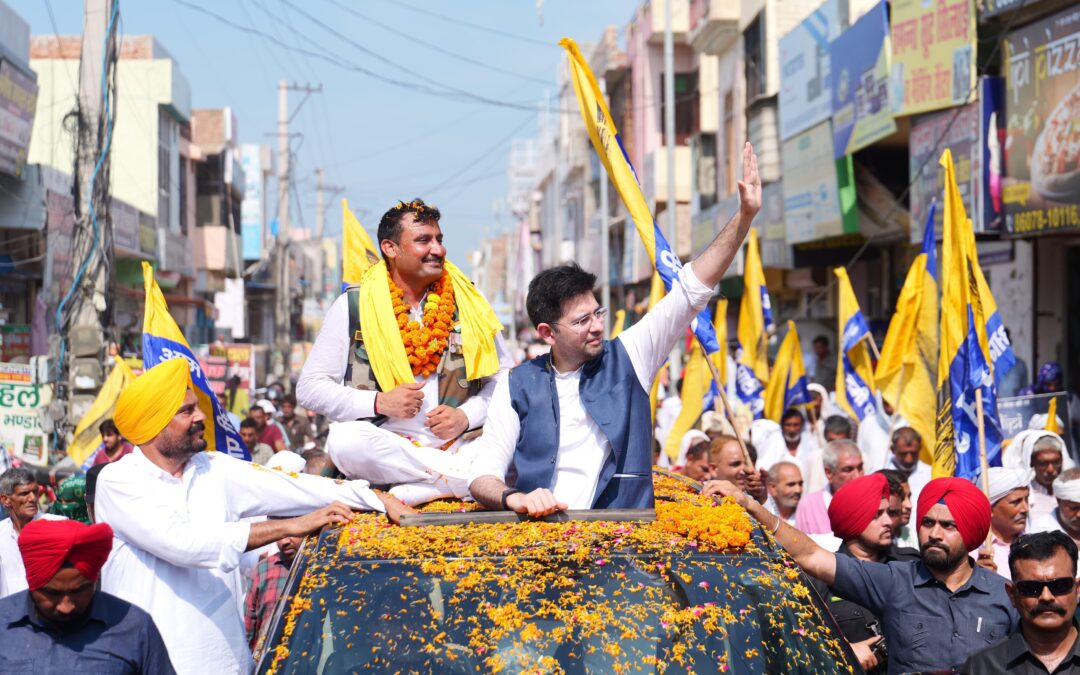 राज्यसभा सांसद राघव चड्ढा की उपस्थिति में उचाना से “आप” उम्मीदवार पवन फौजी ने भरा नामांकन
